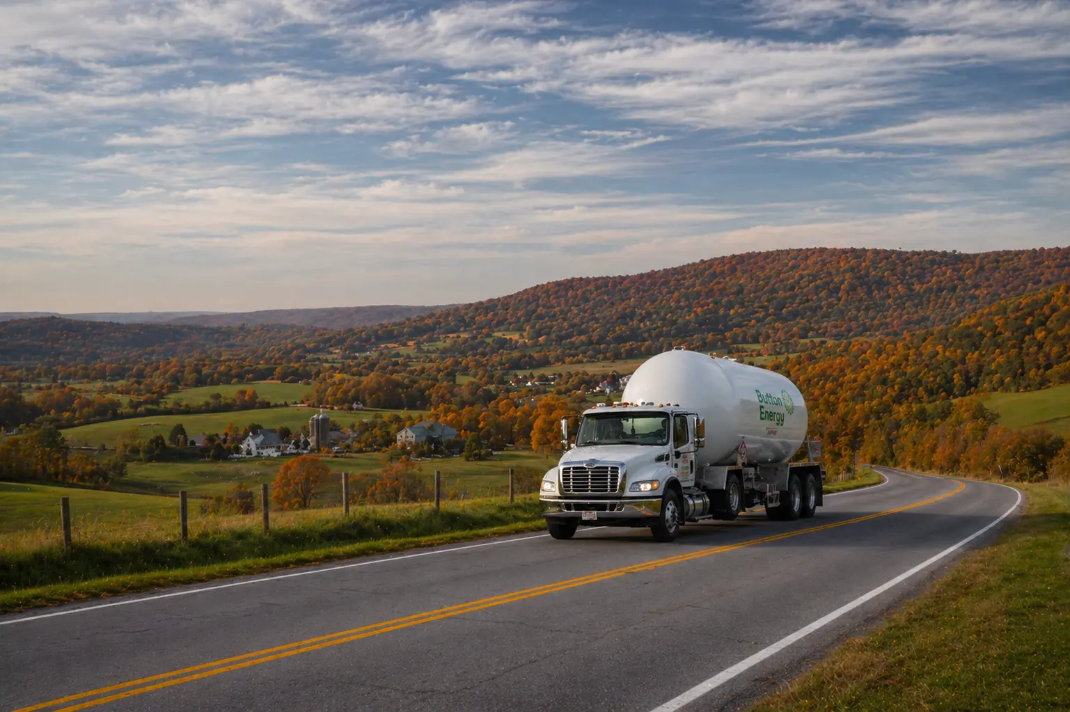 Button Energy delivery truck en route to a fleet fueling stop in Pennsylvania